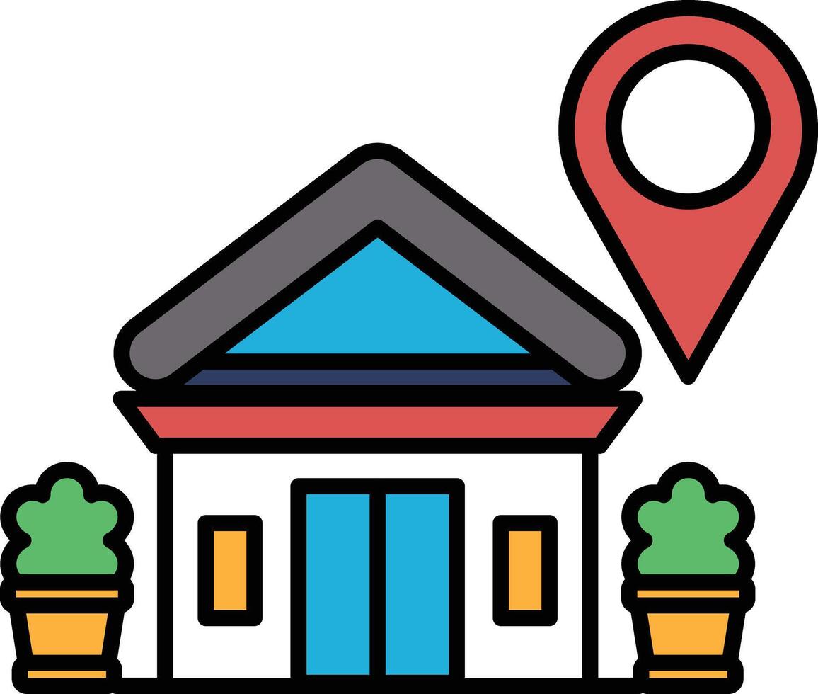 A house with a black and white design and a map of the area vector