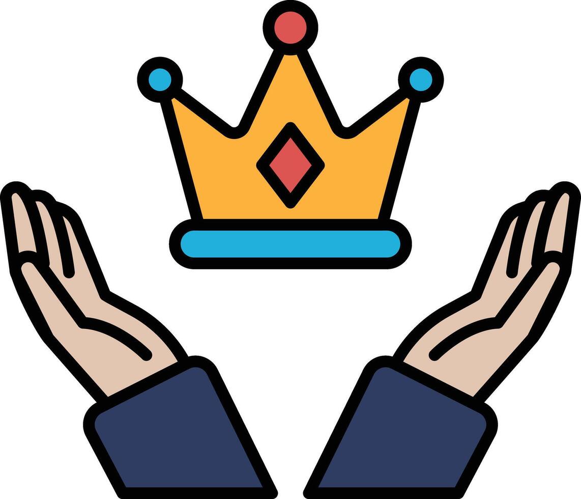 two hands holding a crown vector