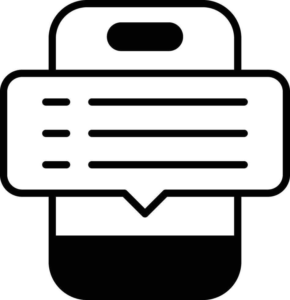A phone with a black and white screen showing a list of messages vector