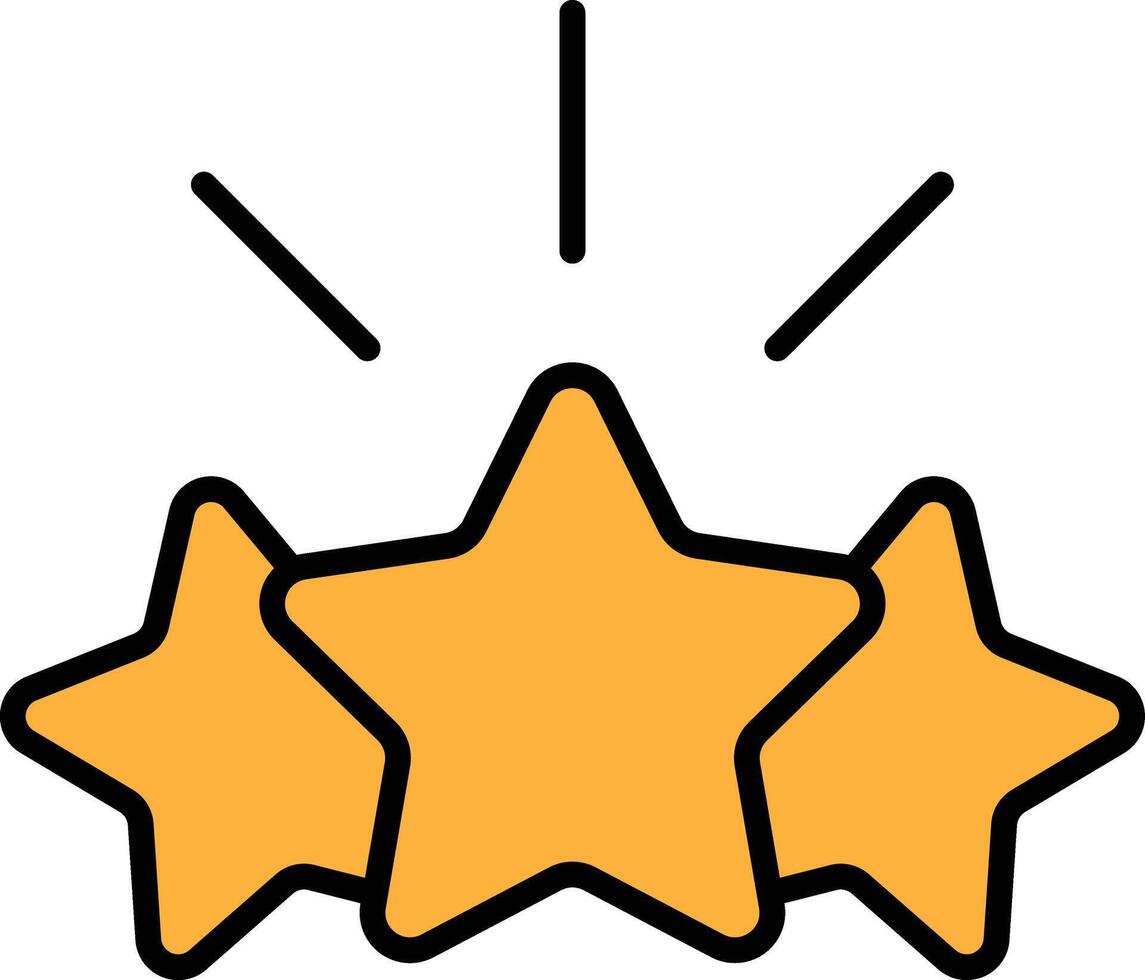 Three stars are lit up in a bright light vector