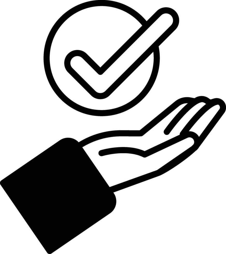 A hand holding a check mark symbol vector