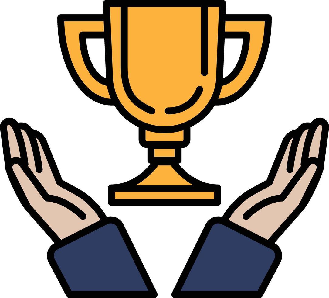 A trophy is being held by two hands, symbolizing victory and achievement vector