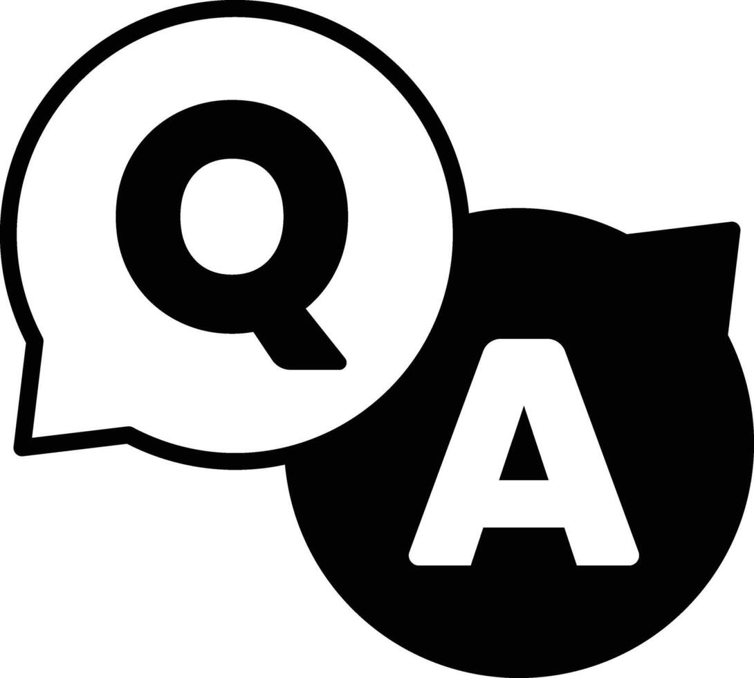A black and white logo with a Q and A on it vector