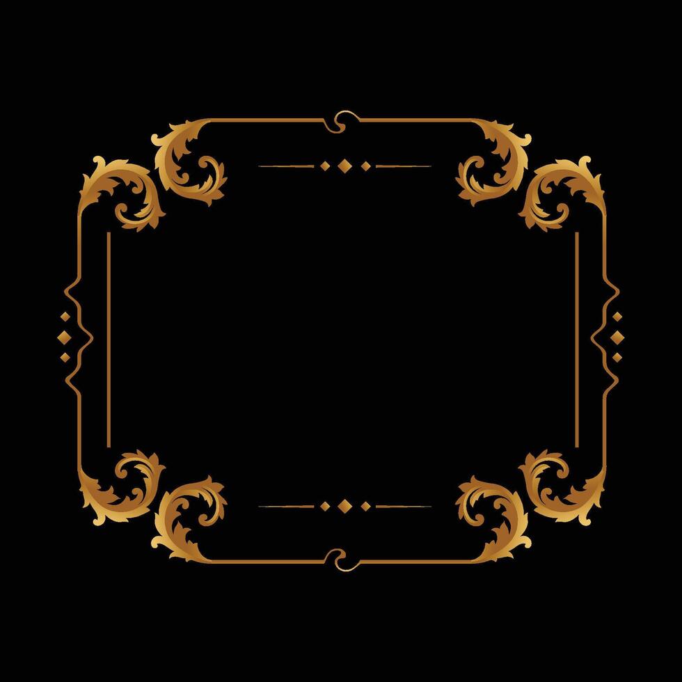 Vintage gold frame on the black background vector