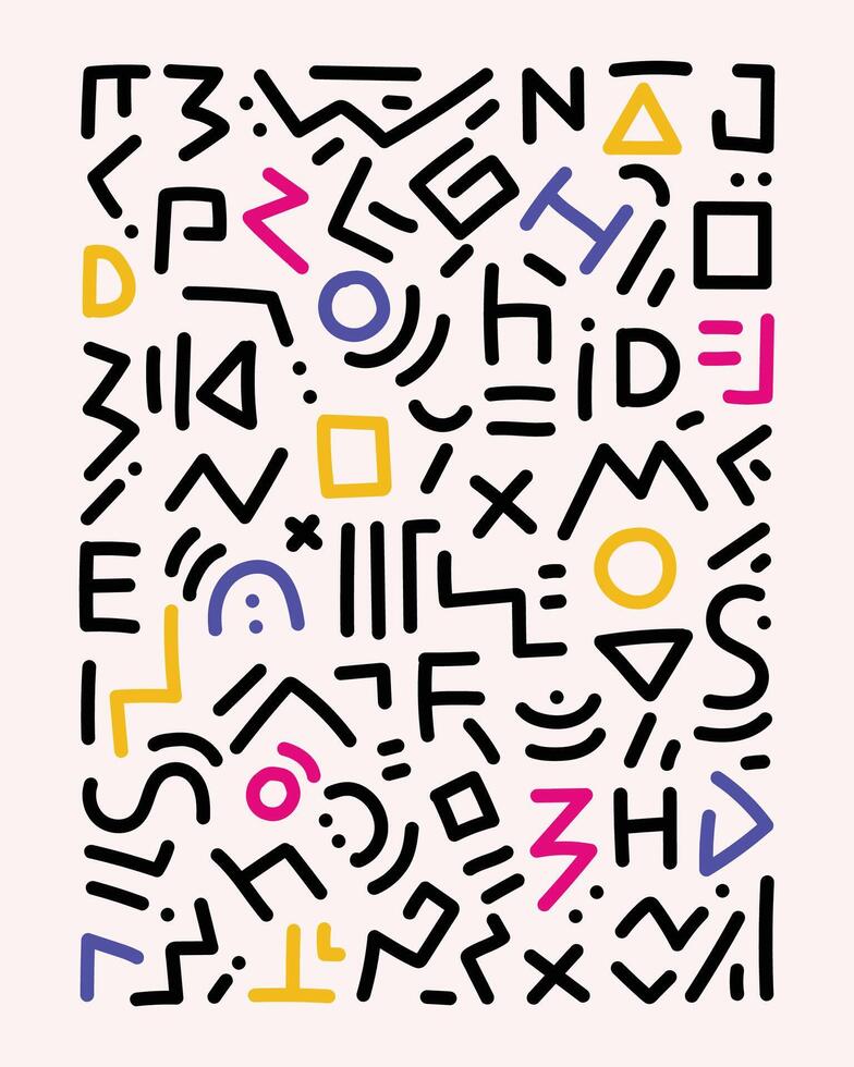 abstract seamless geometric color and alphabet pattern vector