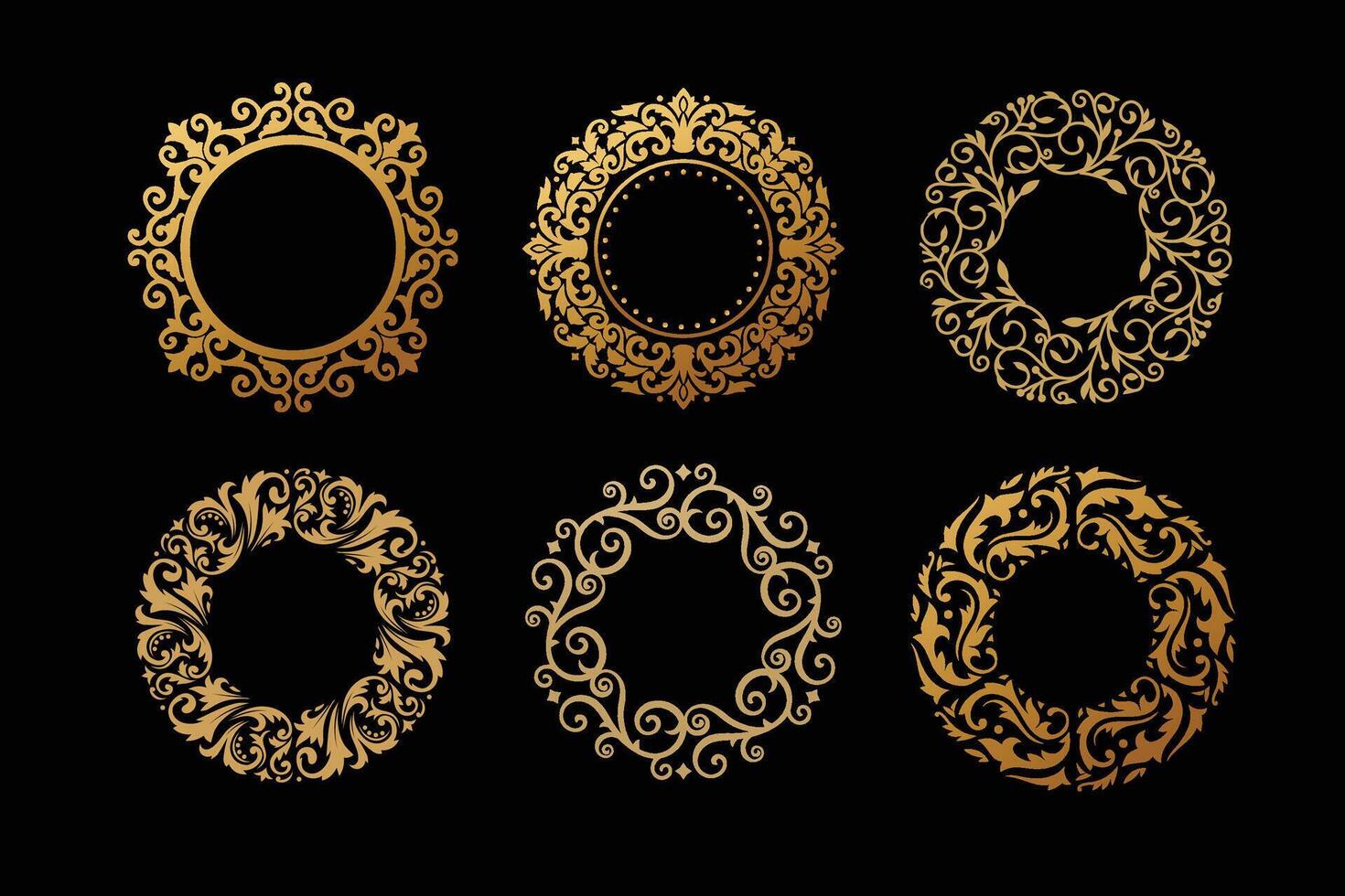 Golden circle Badge ornament collection vector