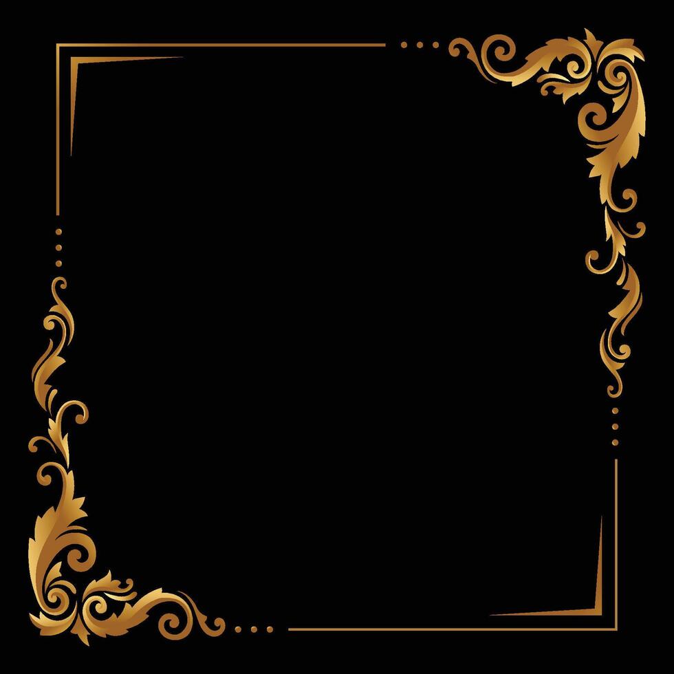 Vintage gold frame on the black background vector