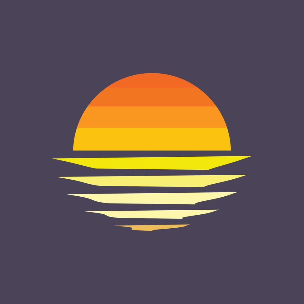 retro sunset in flat design vector