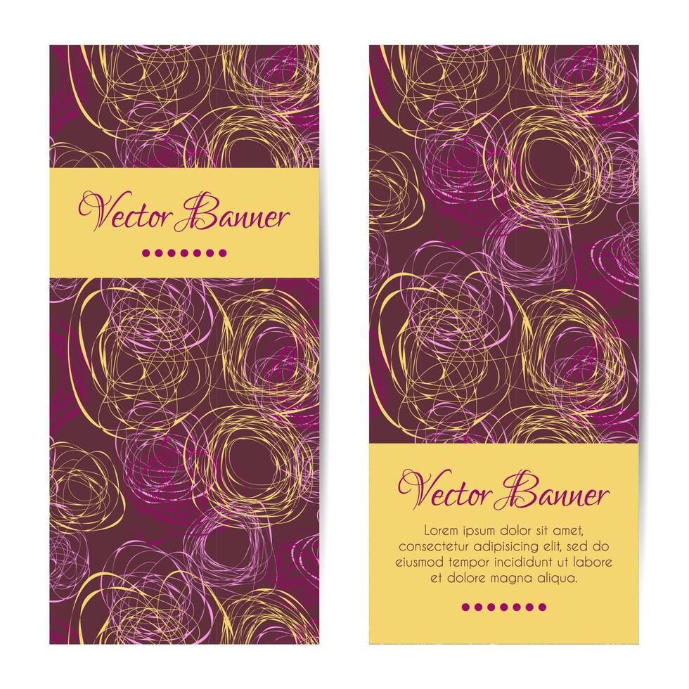 vertical banner template. Abstract scribble pattern vector