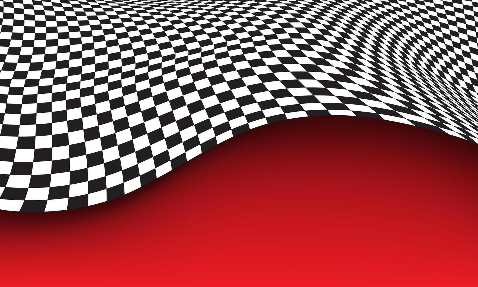Checkered flag wave curve on red background with blank space for sport championship business success vector
