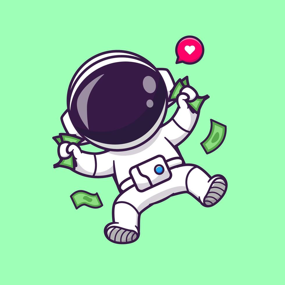 Cute Astronaut Floating With Money Cartoon vector