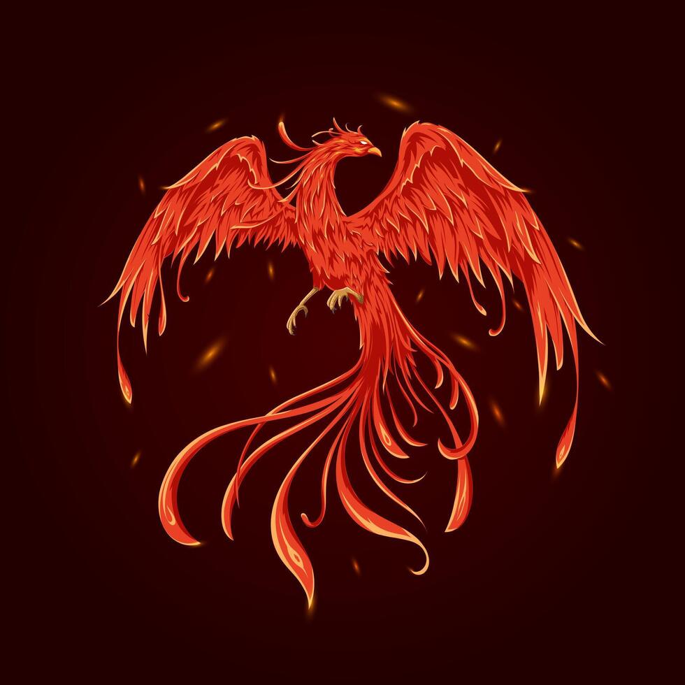 Flying Red Phoenix Illustration vector