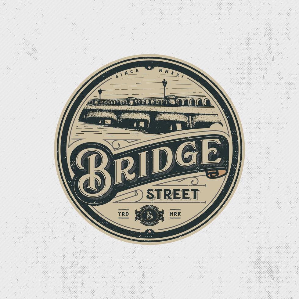 Bridge Street Vintage Logo Template vector