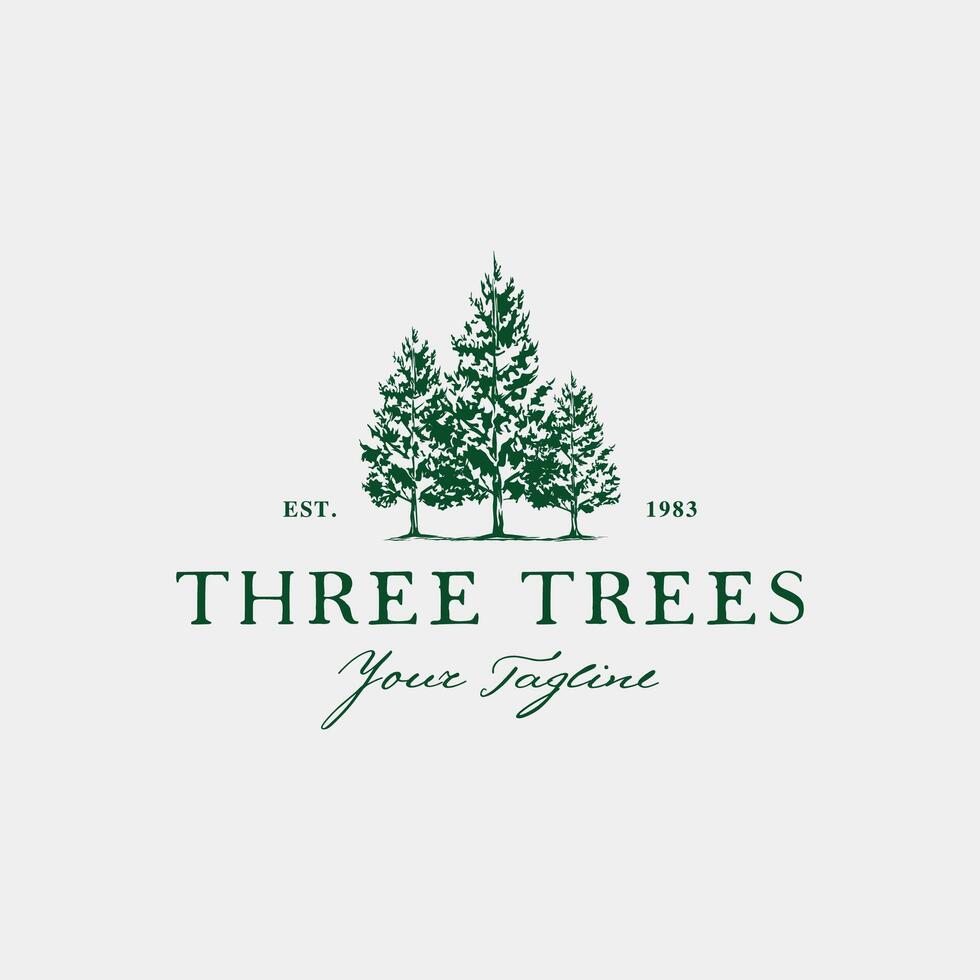Three Trees Vintage Logo vector