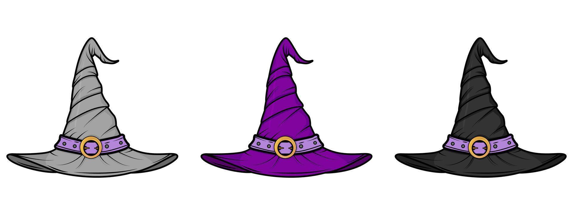 A set of witch's hats. A Halloween accessory. vector