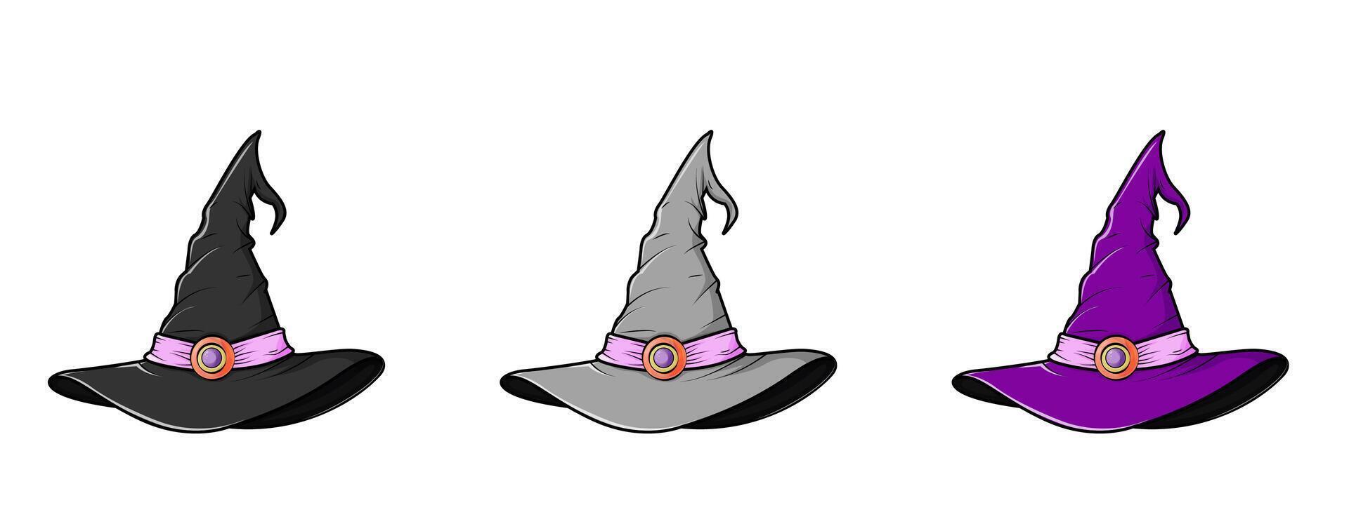 A set of witch's hats. A Halloween accessory. vector