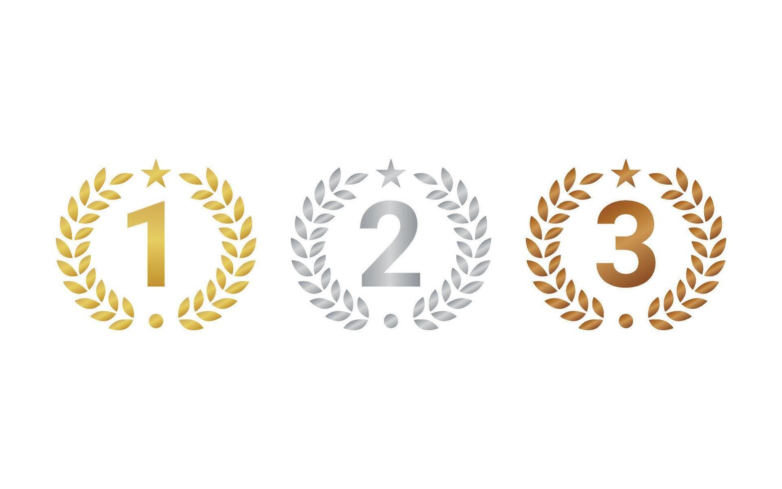 set collection, winner medal number logo design template, number award first, two, three vector