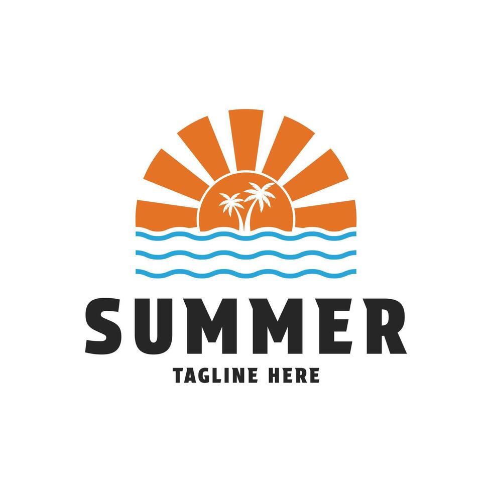 summer beach logo design concept idea vector