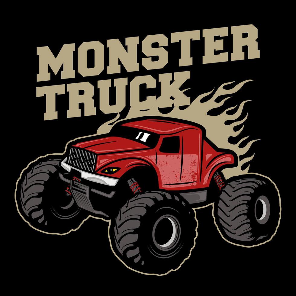 monster truck logo design inspiration, Design element for logo, poster, card, banner, emblem, t shirt, illustration vector