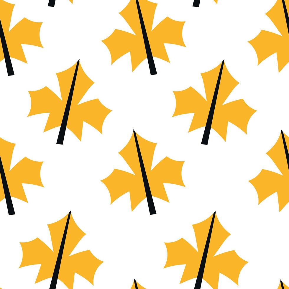 Yellow autumn maple leaves seamless pattern background vector