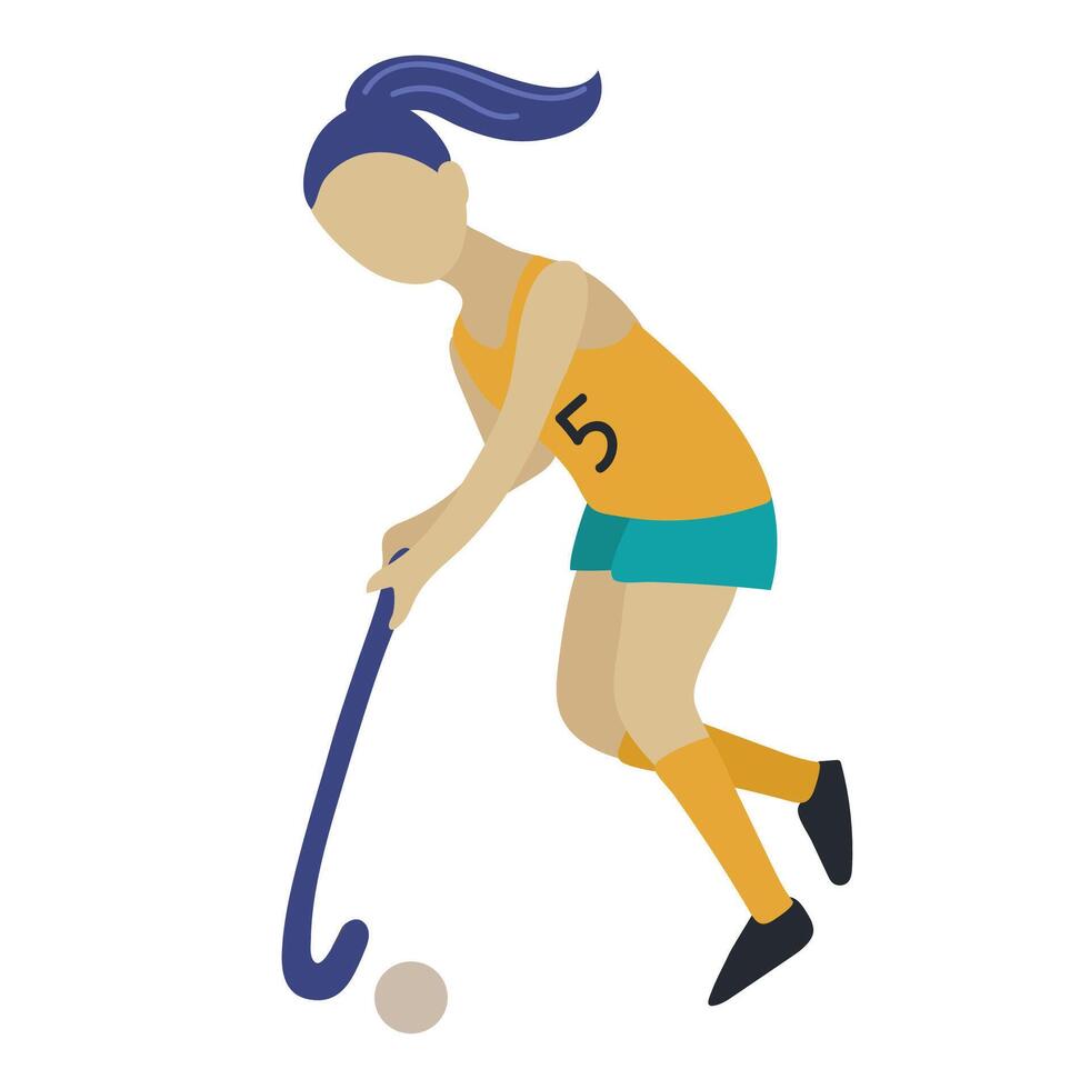 Field hockey girl concept icon clipart avatar logtotype isolated illustration vector