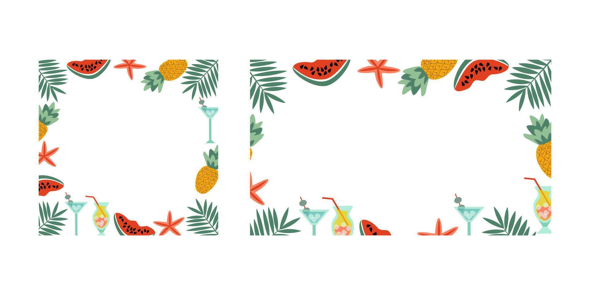 Set of backgrounds frame of beach desserts vector