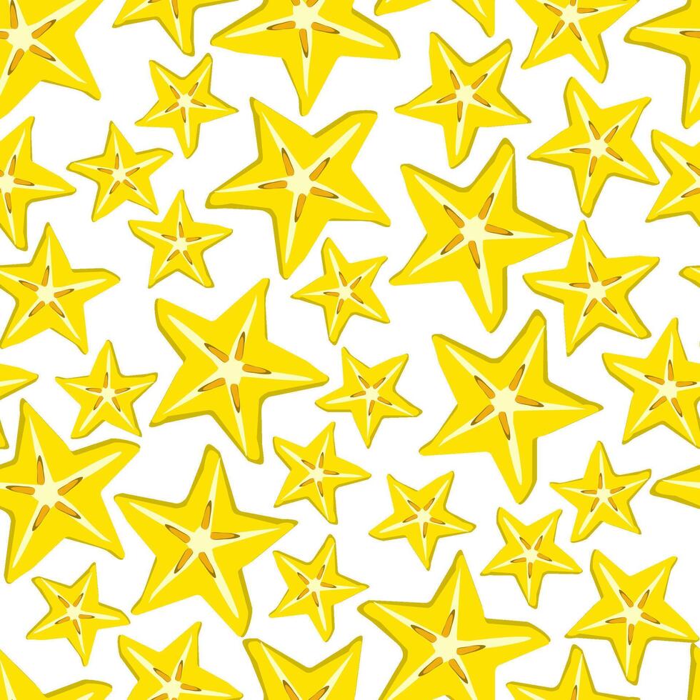 pattern slices of ripe carambola fruit on white vector