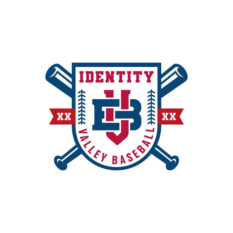 A baseball logo emblem with the letters VB in the middle, suitable for use as a baseball sports club logo vector