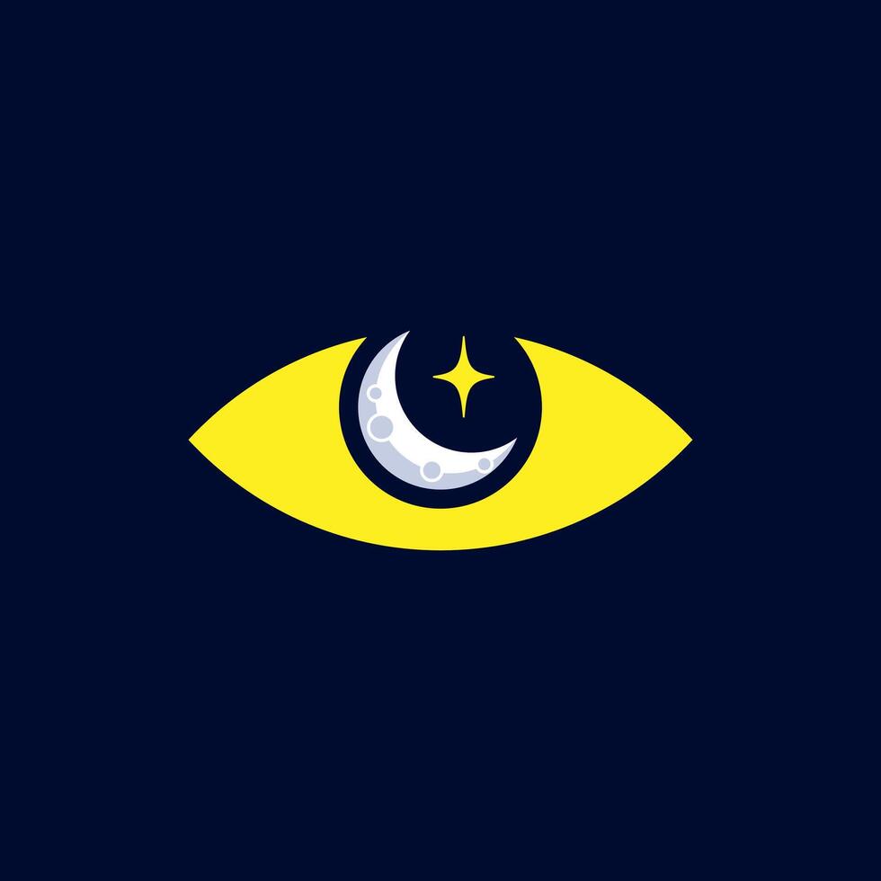 an eye logo combined with the moon and stars vector
