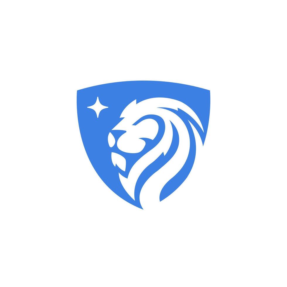 a lion head logo that forms a shield vector