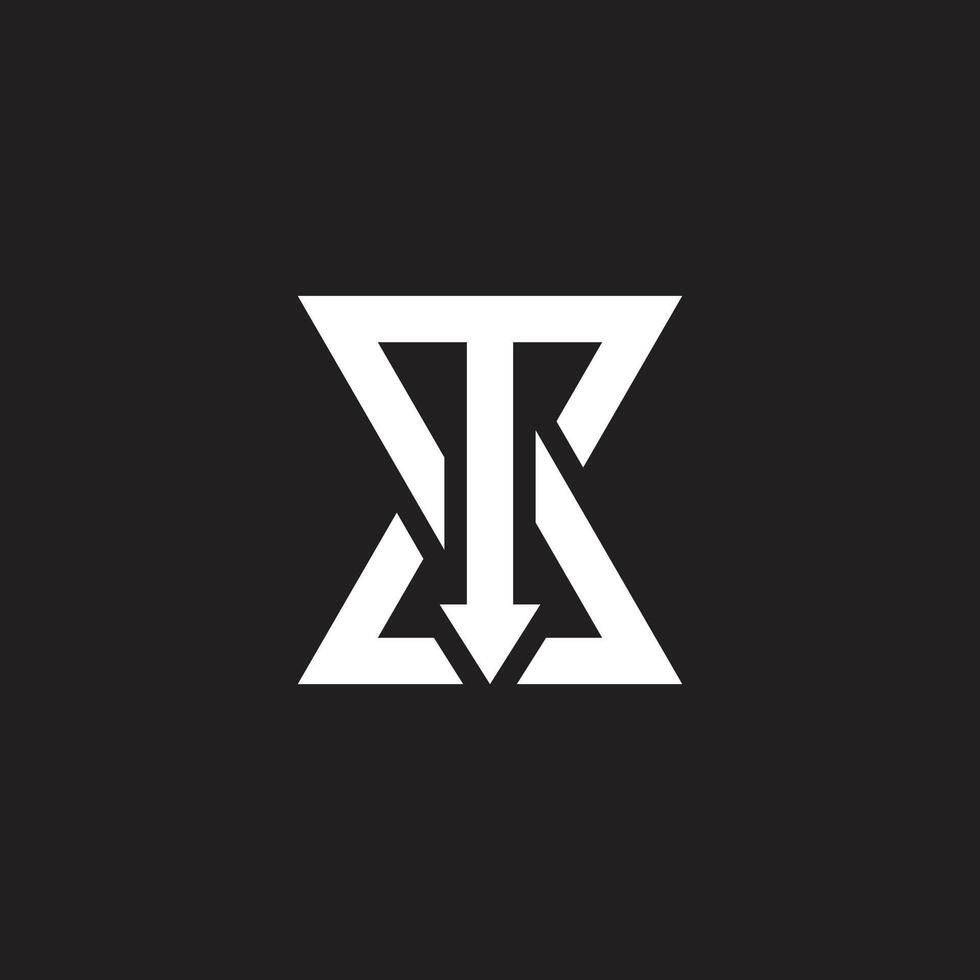 letter ta arrow linked triangles simple logo vector