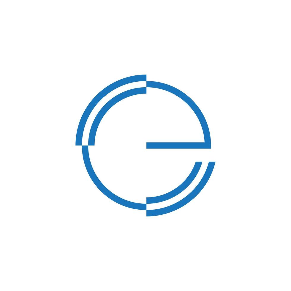 letter e circles pixels motion simple logo vector