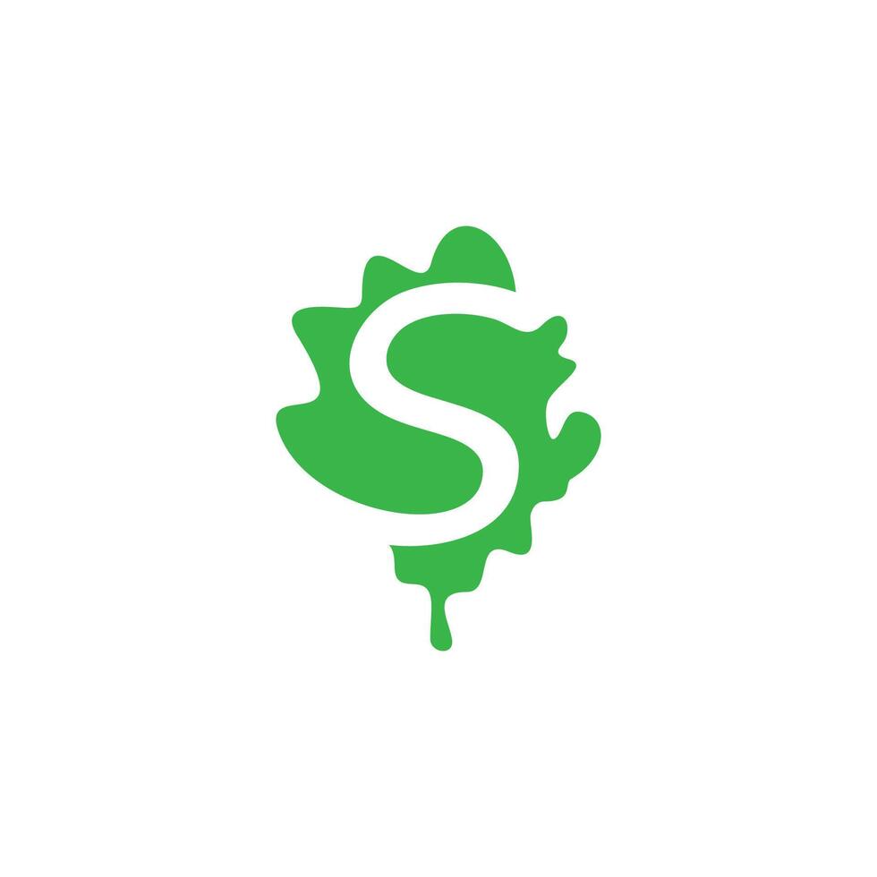letter s leaf green simple curves logo vector