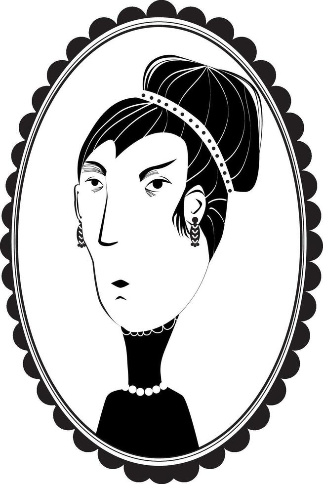 Victorian portrait in black and white vector