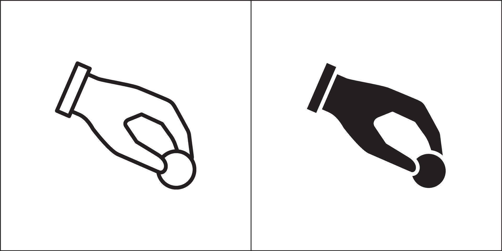 Hand giving coin icon. Icon for charity, donation, compassion, solidarity and humanitarian. Stock logo illustration in flat and line design style. vector