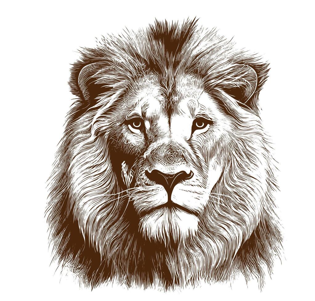 Lion portrait sketch hand drawn in doodle style illustration vector