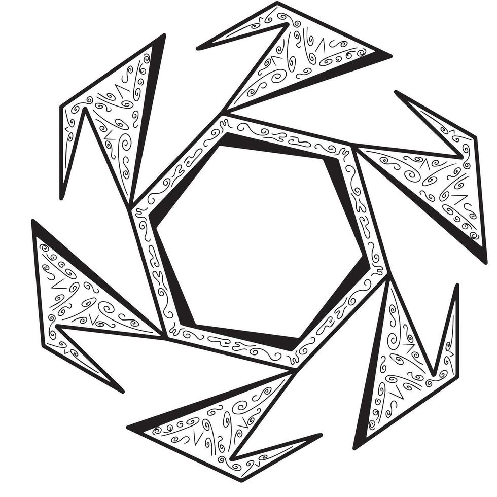 pointed batik hexagon pattern, hexagon vector