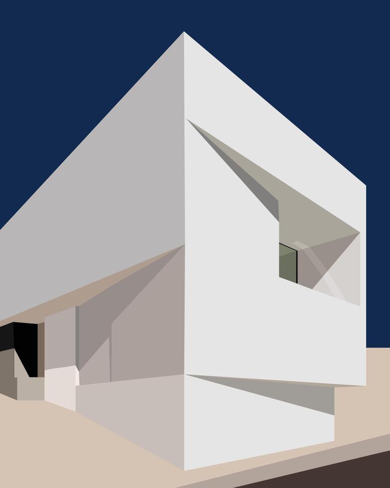 Contemporary geometry architecture posters in modern style. Abstract architectural construction. Building exterior of contemporary villa. vector