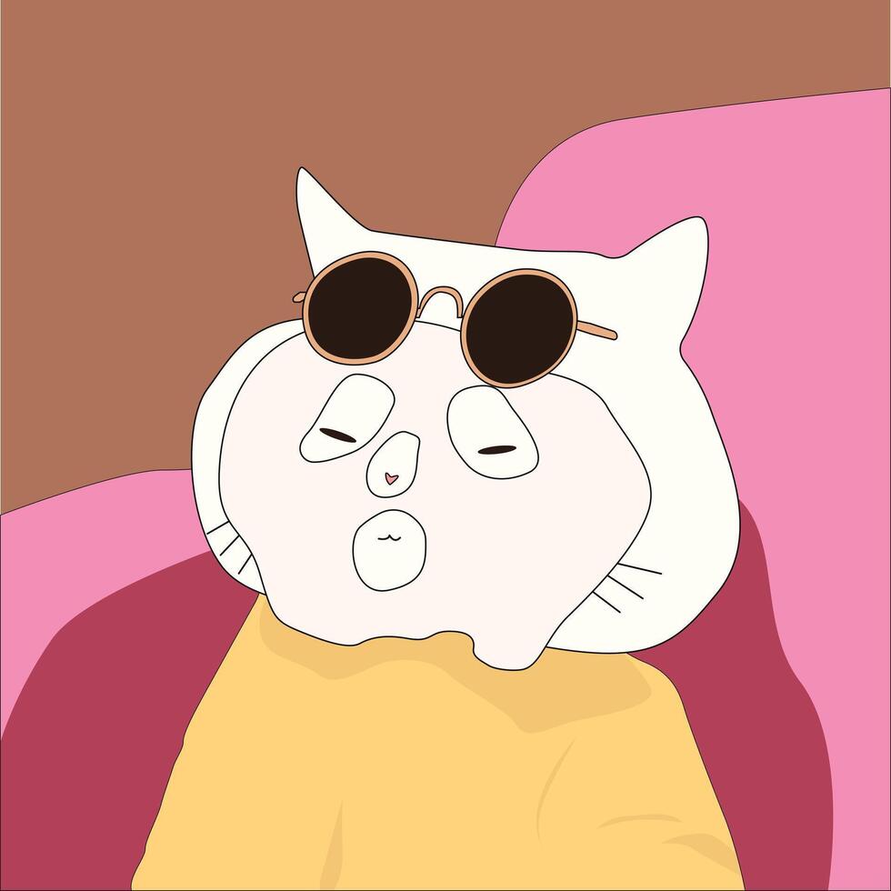 Cat with facial mask. Cat grooming. Cute kitten, kitty. Cute character design of the cat. Anime cat doing skin care routine. vector