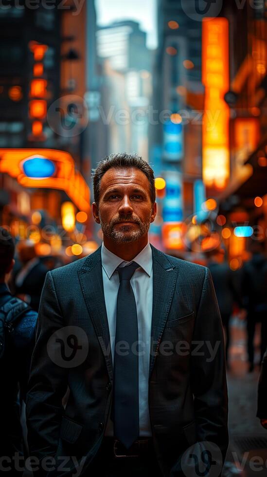 The man in the background is a building. photo
