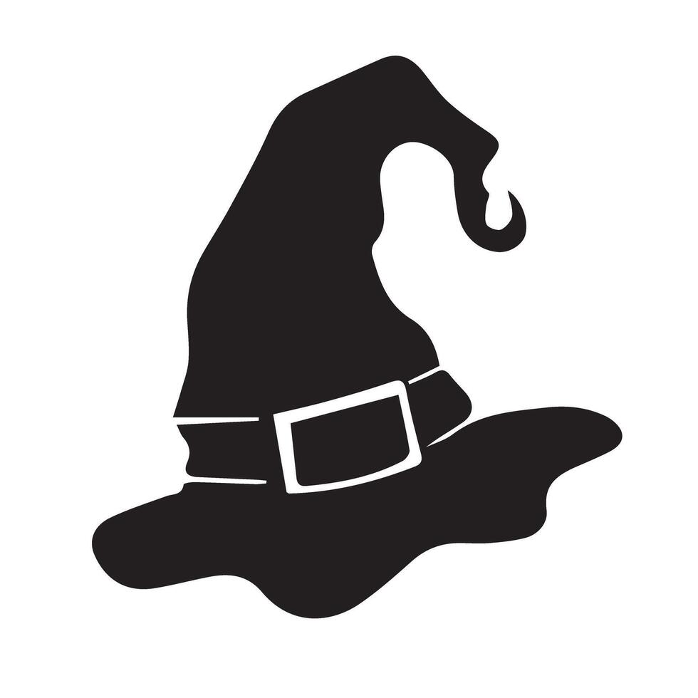 Black Witch Hat Silhouette with Buckle. Illustration for Halloween Design and Decoration vector