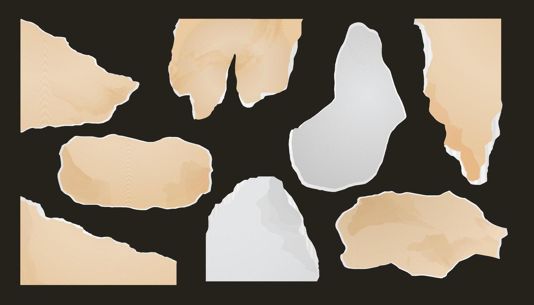 Set of torn paper, collage of notebook sheets, old newspaper. Paper scraps of blank paper. elements cut out of paper vector