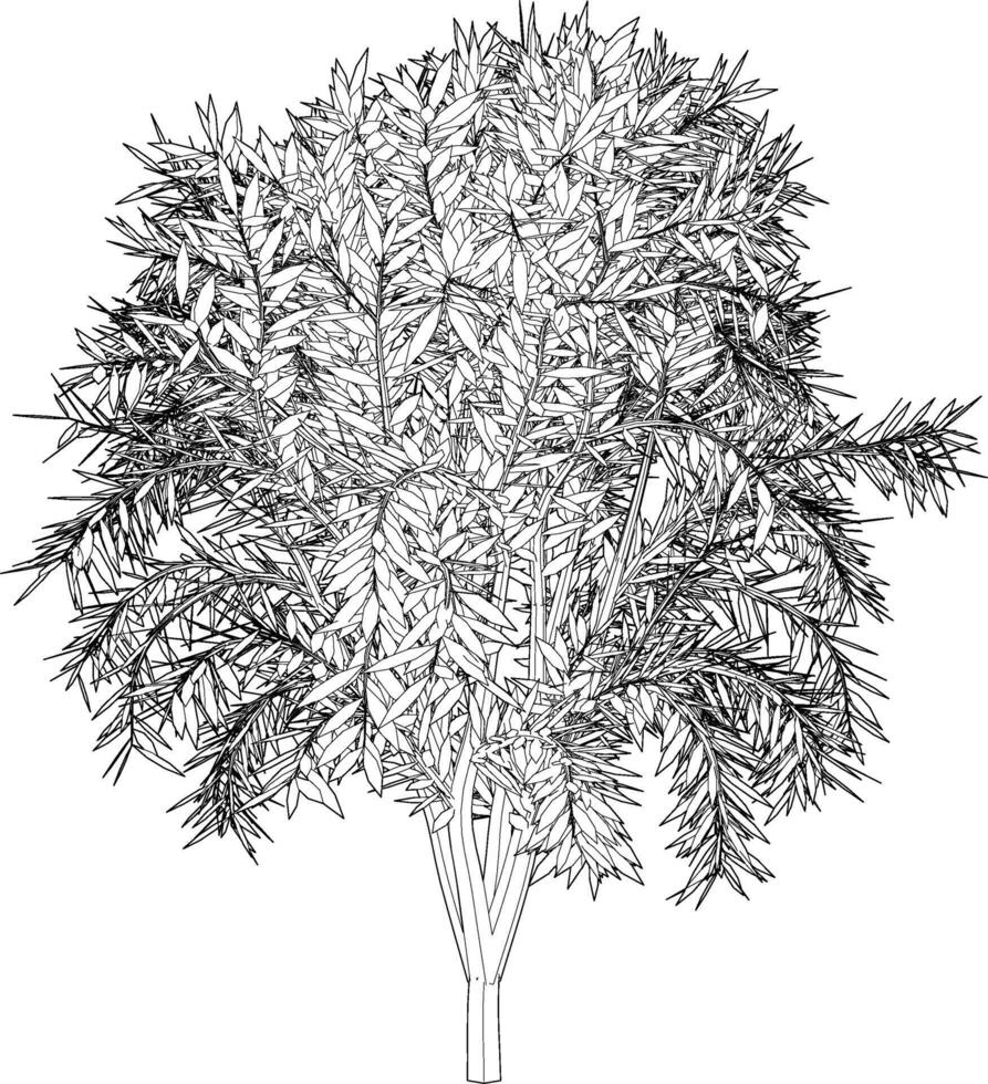3D illustration of tree and plant vector