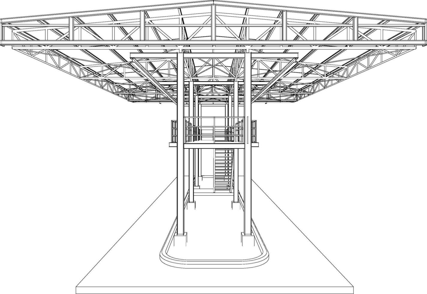 3D illustration of building structure vector