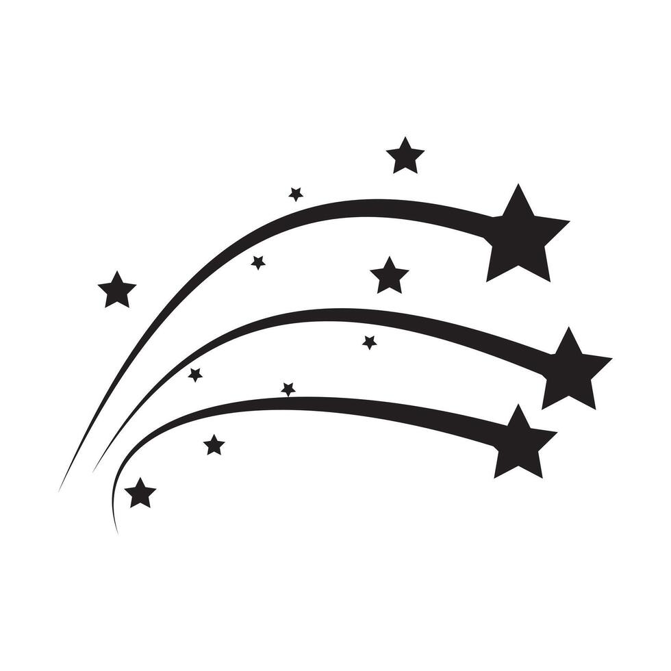 Shooting star icon. Flying comet with tail. Shooting Star Silhouette. Abstract silhouette of shooting star. Stars and stripes. Abstract fantasy galaxy element. illustration. vector
