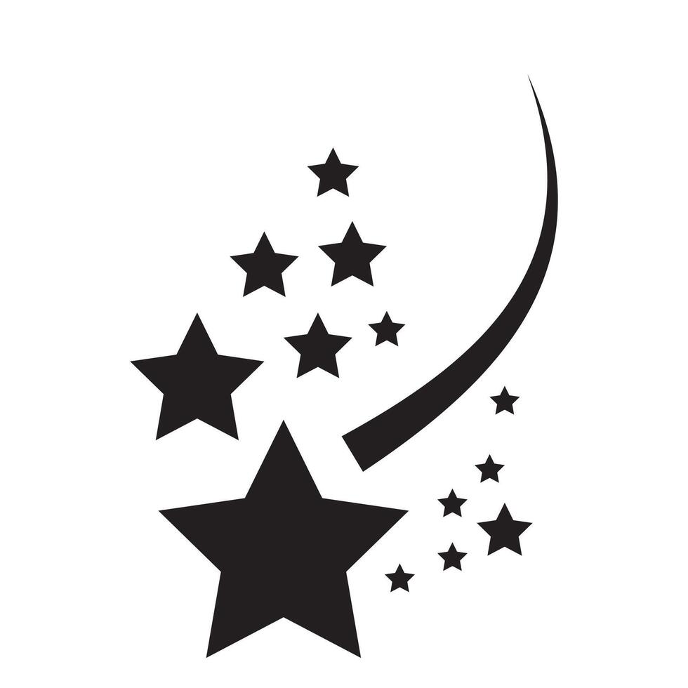Shooting stars icon set. Abstract silhouette of shooting star. Flying comet with tail, Stars and stripes. Falling stars set icon meteorites or comets. illustration. vector