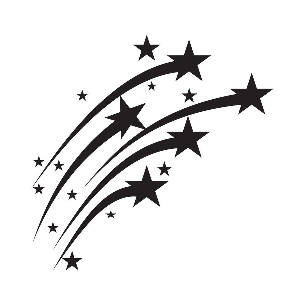 Shooting star icon. Flying comet with tail. Abstract silhouette of shooting star. Shooting Star Silhouette. Stars and stripes. Abstract fantasy galaxy element. illustration. vector