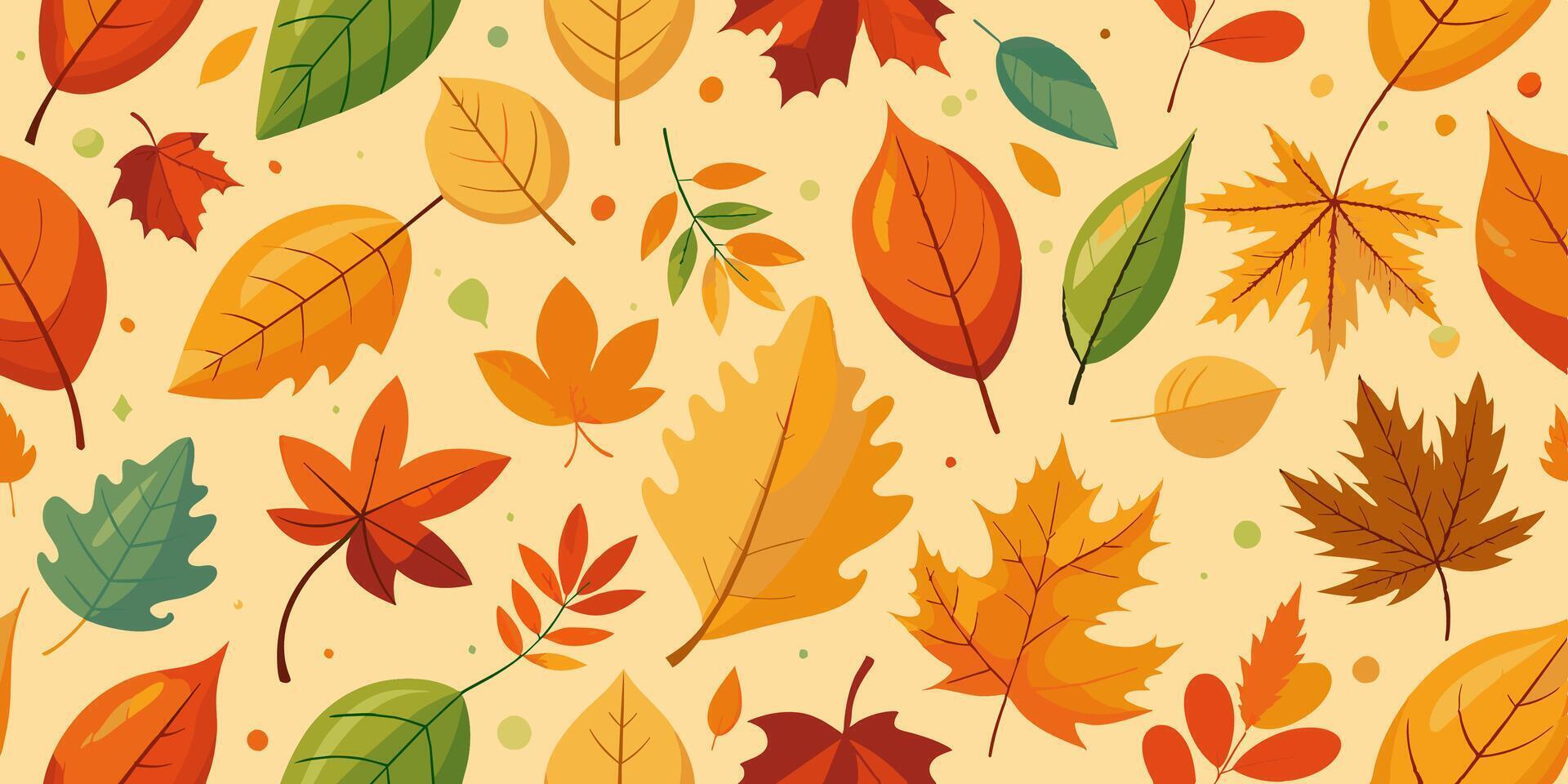 Seamless amber leaf pattern on yellow background for textiles and arts vector