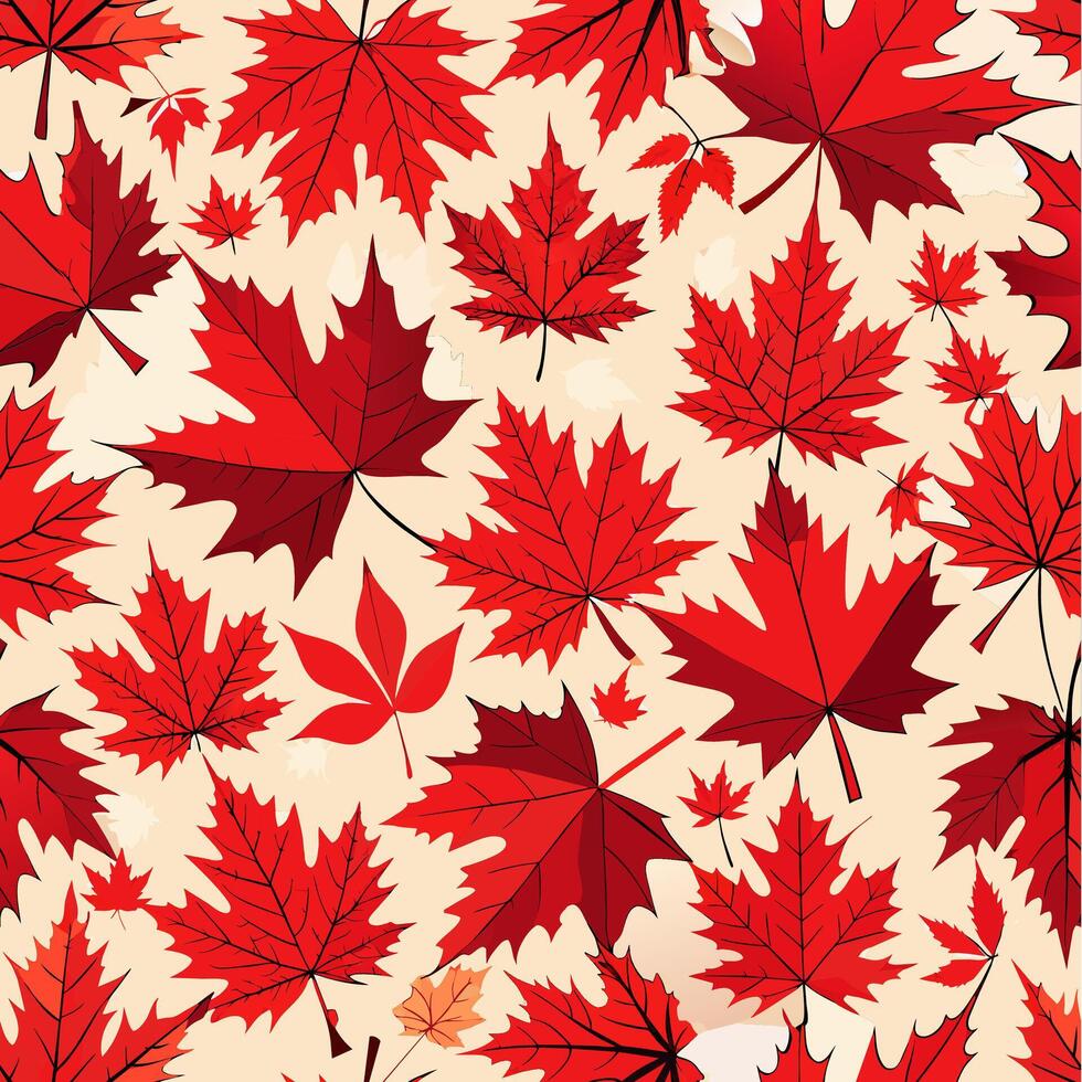 Red Maple Leaves Pattern vector