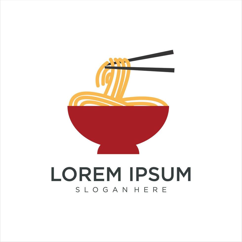 Ramen noodle logo design With illustration of ramen vector
